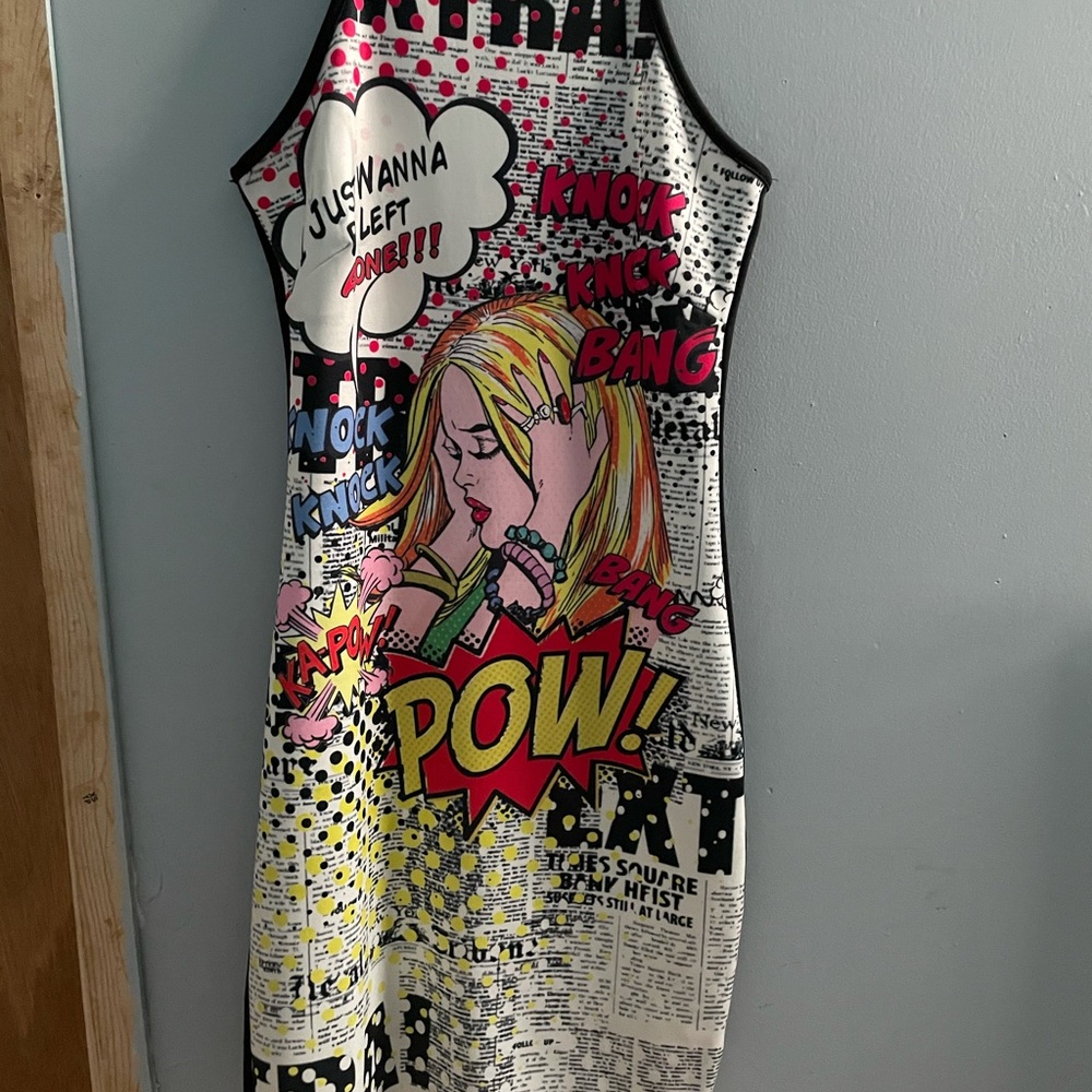 High Neck Newspaper Body con dress